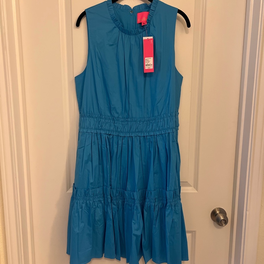 Lilly Pulitzer Elina Stretch Cotton Dress in Cumulus Blue